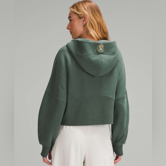 Lululemon Scuba Oversized Half Zip Hoodie Gold Zip in Dark Forest Green XL/XXL - Picture 2 of 6